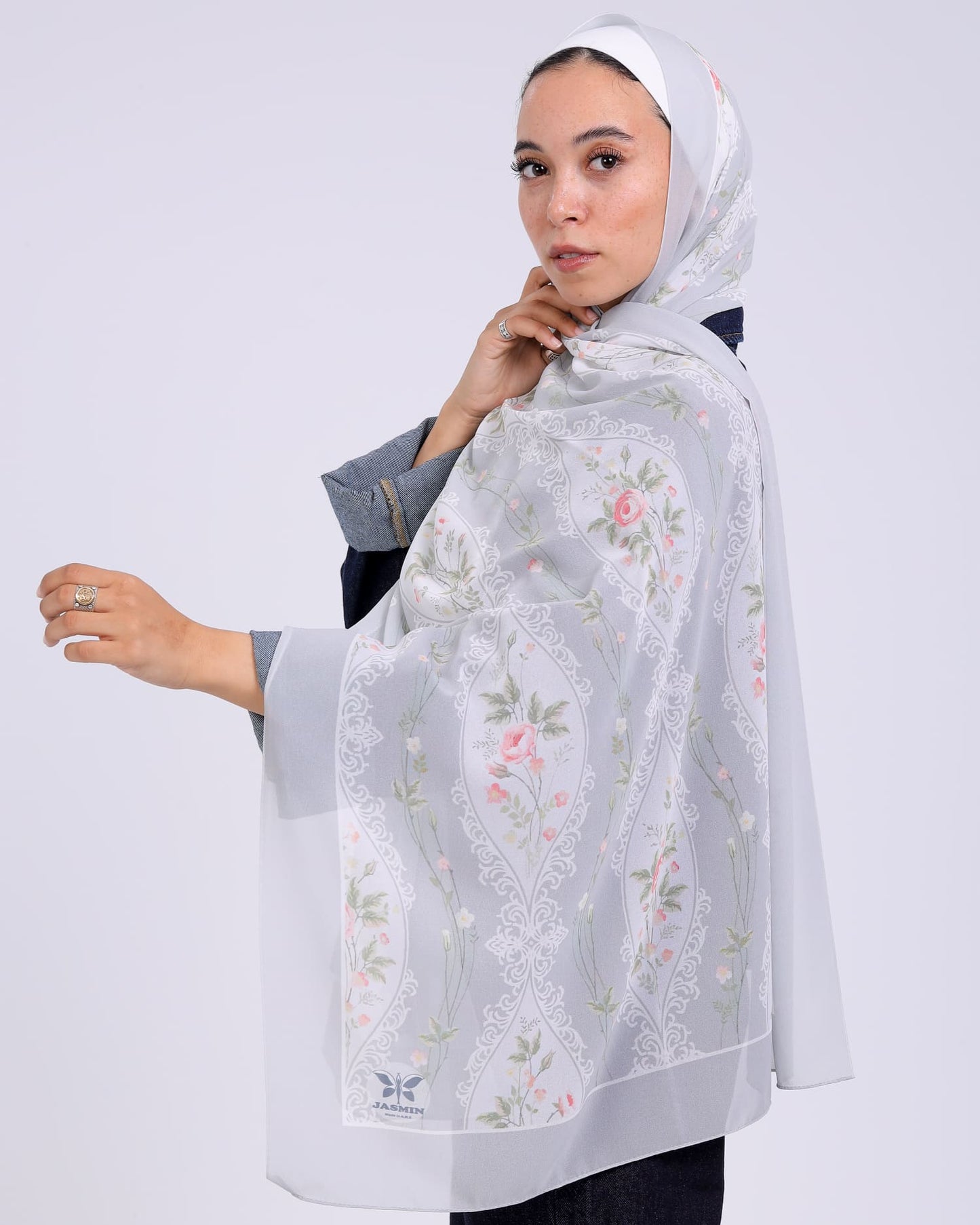 Coralia | Printed Chiffon Scarf