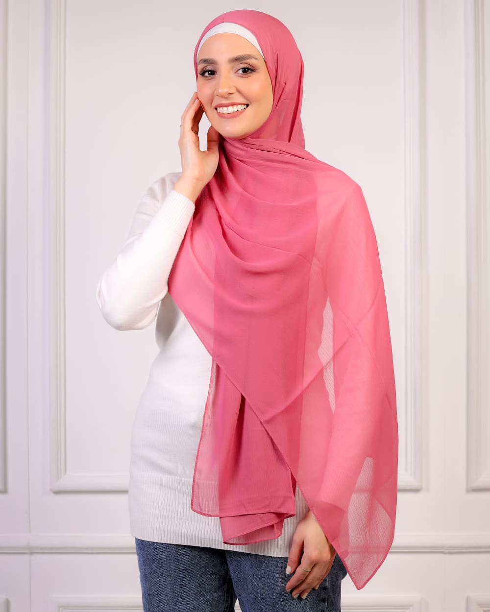 Plain Crinkle Chiffon Scarf