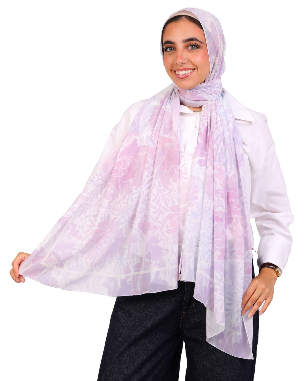 Calienne | Printed Chiffon Scarf