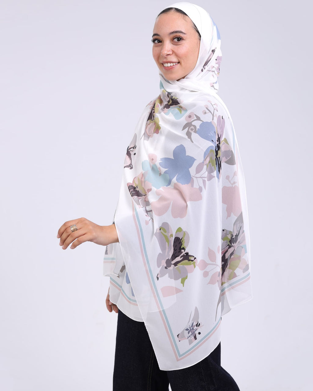 Solenne | Printed Chiffon Scarf