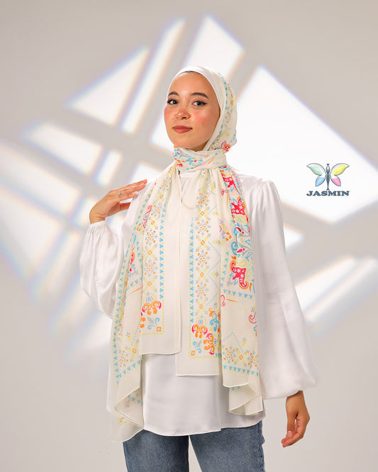 Crimson | Printed Chiffon Scarf