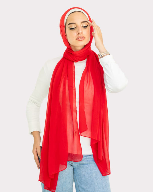 Plain Crinkle Chiffon Scarf