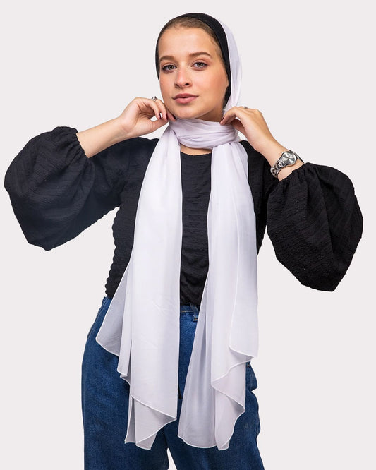 Plain Chiffon Scarf | White