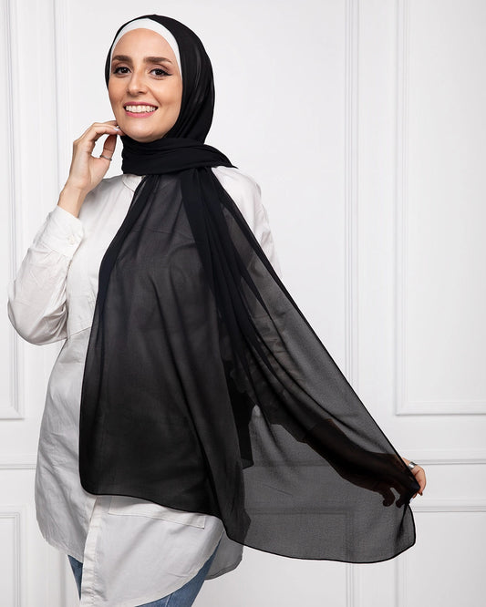 Plain Chiffon Scarf | Black